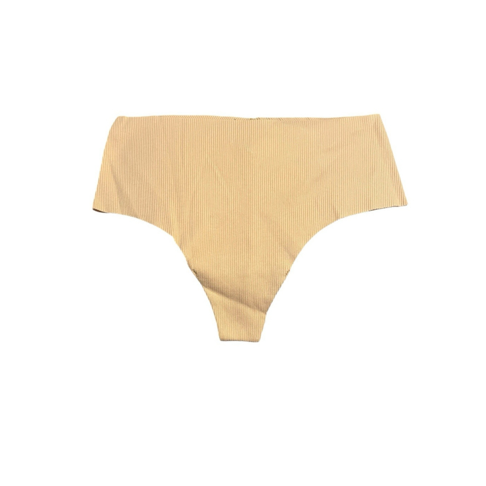 Aerie Thong Panties Womens XS Nude Beige Ribbed Stretch NWT